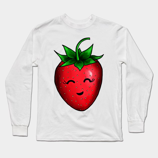 Strawberry Smiles Long Sleeve T-Shirt by sparkling-in-silence